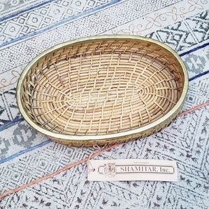 NWT Boho Oval Rattan Medium Size Decor Basket